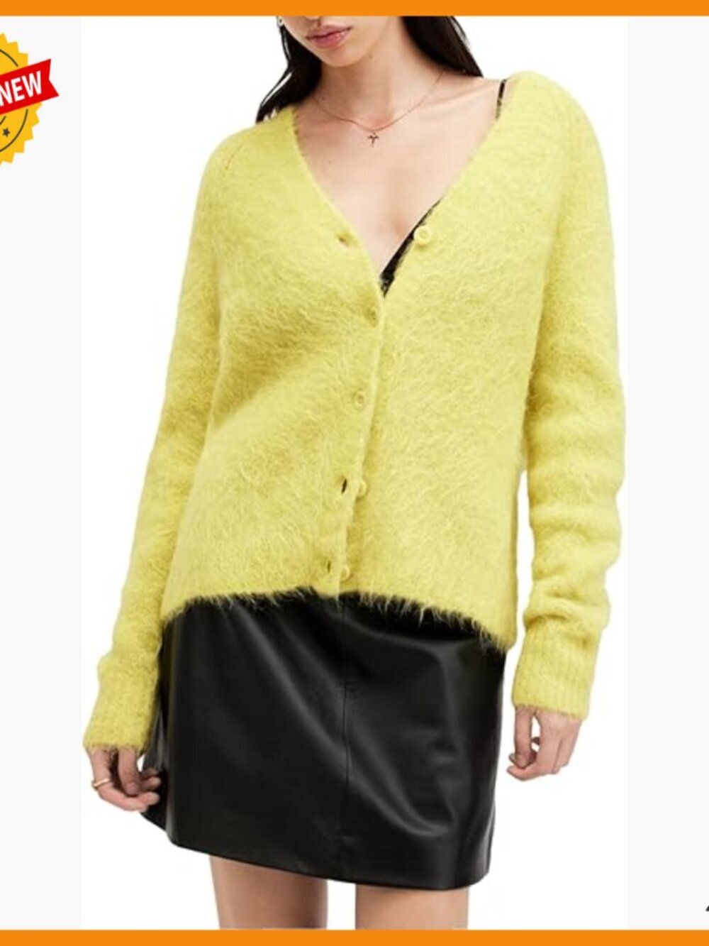 Soft Fluffy V-Neck Cardigan Relaxed Fit Button Front Lightweight